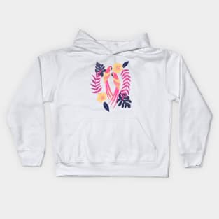 Tropical sunset parrots Kids Hoodie